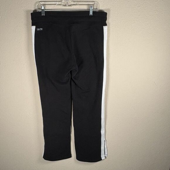 CALVIN KLEIN Performance Womens L‎ Knit Pants Black Stripe Comfort  Gym Workout - Picture 2 of 12